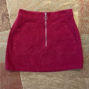 Amp High Waisted Corduroy Skirt in Cranberry